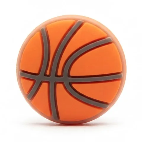 Jibbitz ballon de basket orange avec coutures noires, PVC souple