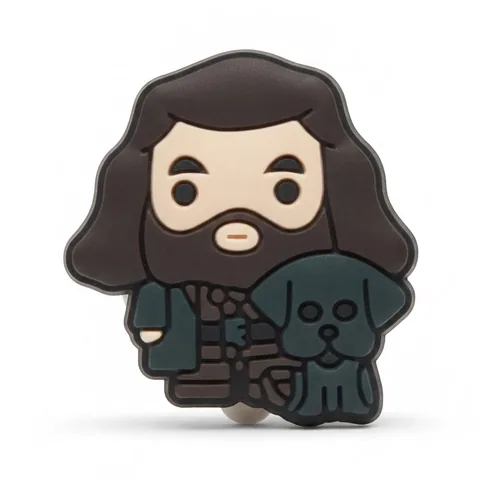 Jibbitz Hagrid avec son chien noir Crockdur, charm Crocs Harry Potter en PVC