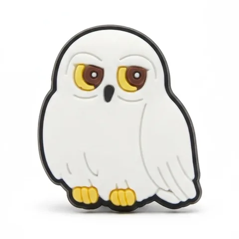 Jibbitz Hedwige, chouette blanche perchée aux yeux jaunes, charm Crocs Harry Potter